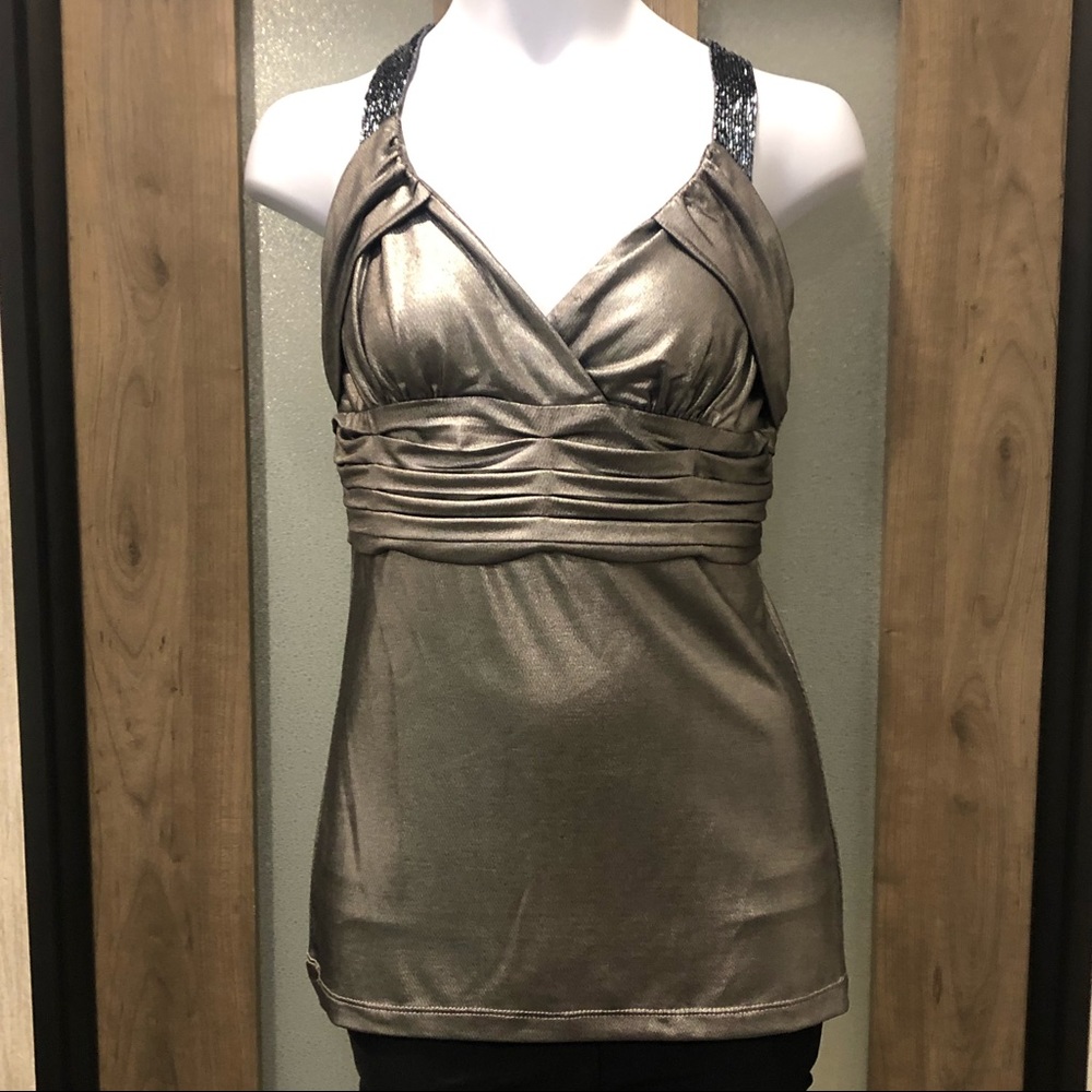 Lulumari Beaded Silver Blouse Top